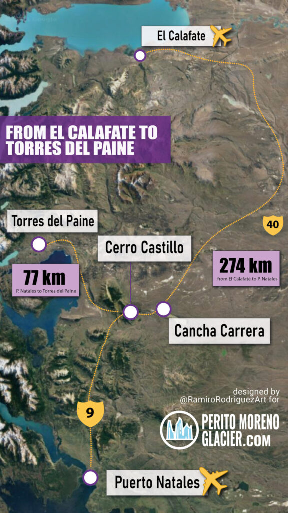 from el calafate to torres del paine map peritomorenoglacier mesa de trabajo 1