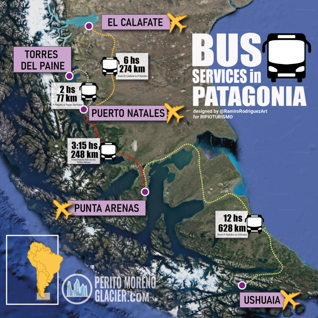 bus services in patagonia map peritomorenoglacier