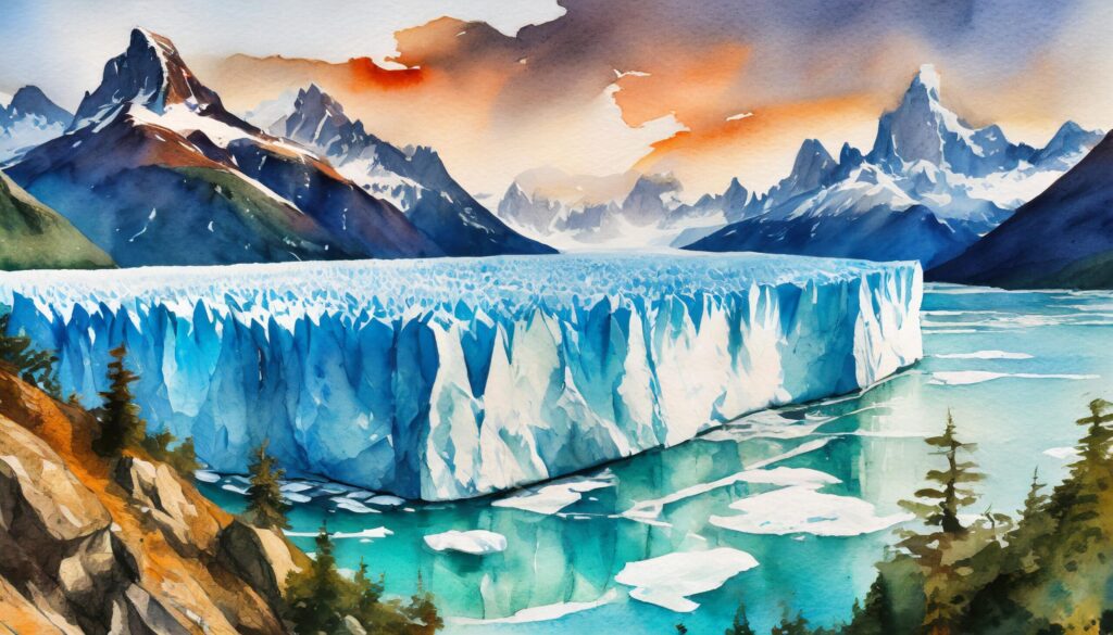 firefly watercolor painting of perito moreno glacier 67246