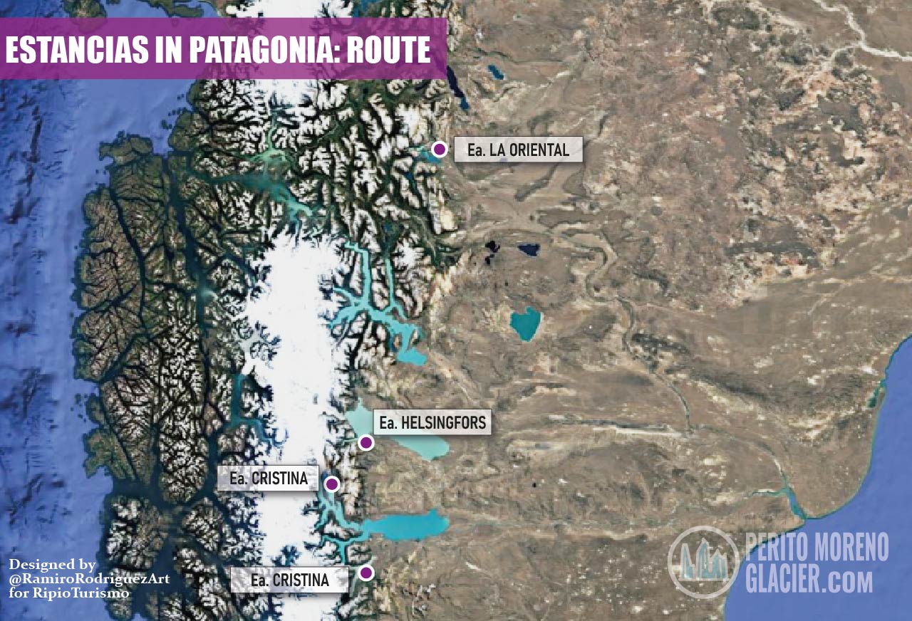 map routes in Patagonia