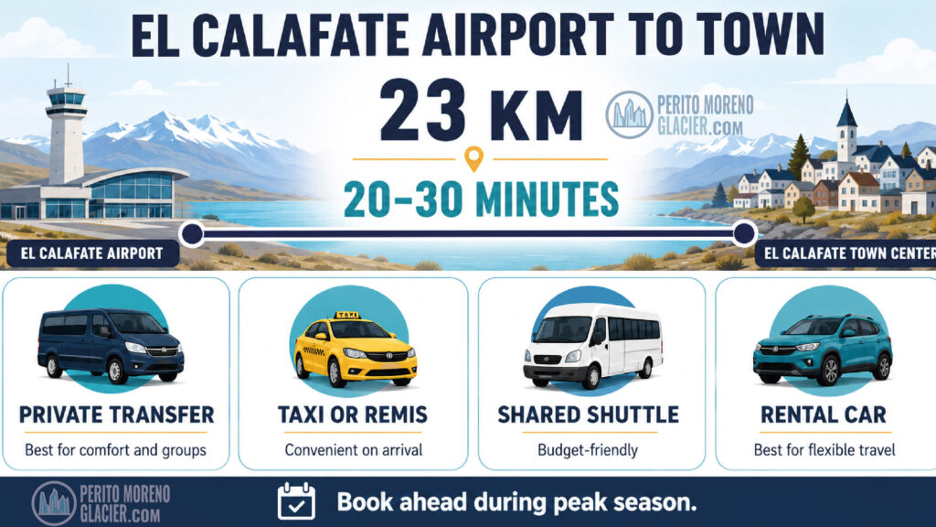 infographic el calafate airport distance to town