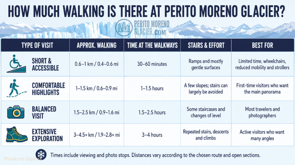 infographic how much to walk perito moreno