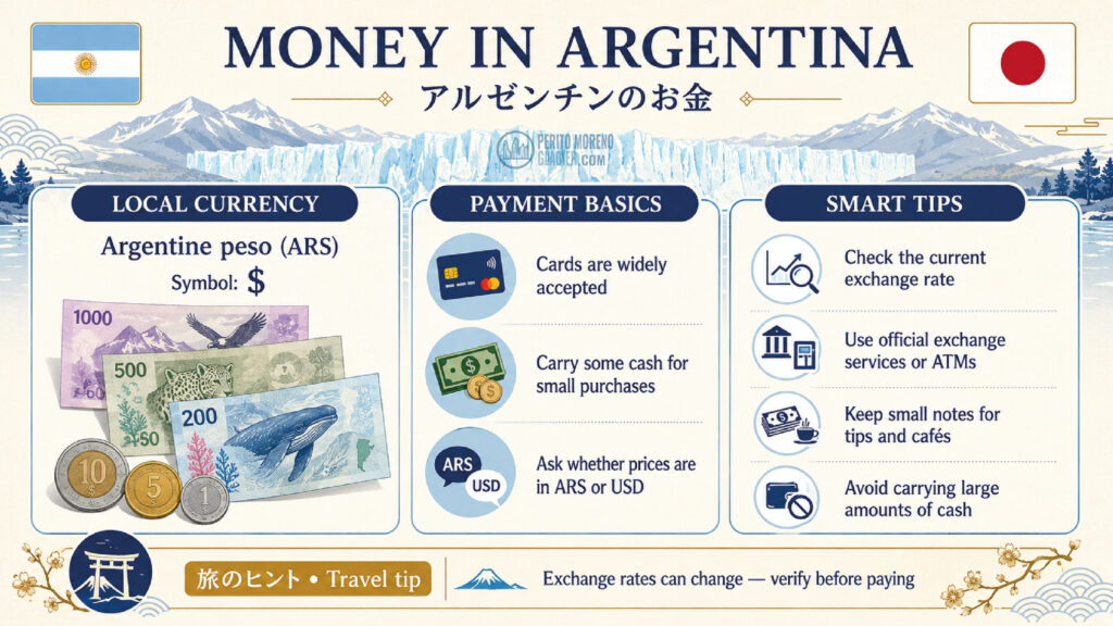 perito moreno for japanese travelers money