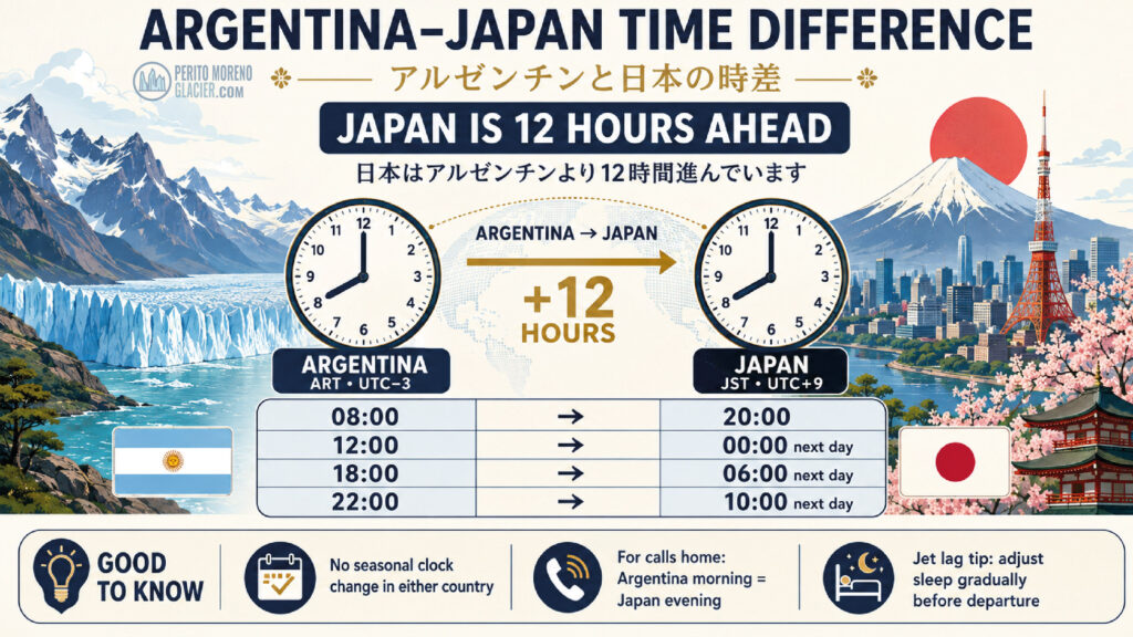 perito moreno for japanese travelers time difference