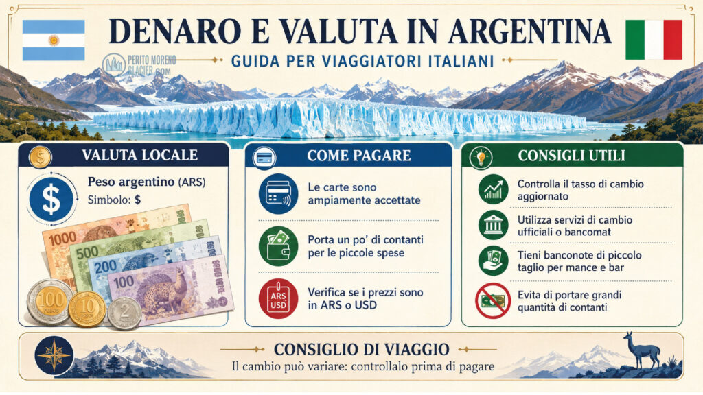 perito moreno glacier for italian travelers money