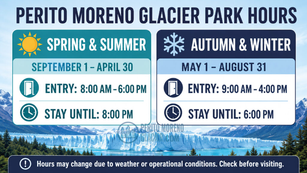 perito moreno park opening times
