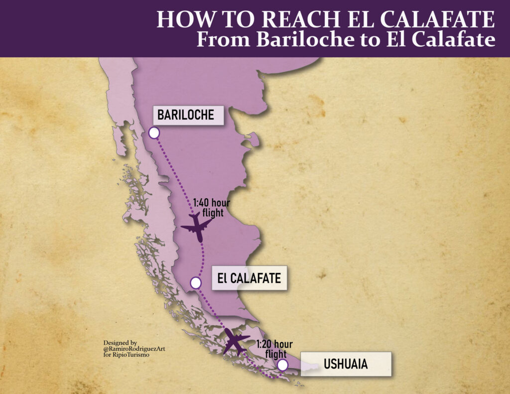 reach el calafate airport from ushuaia and bariloche